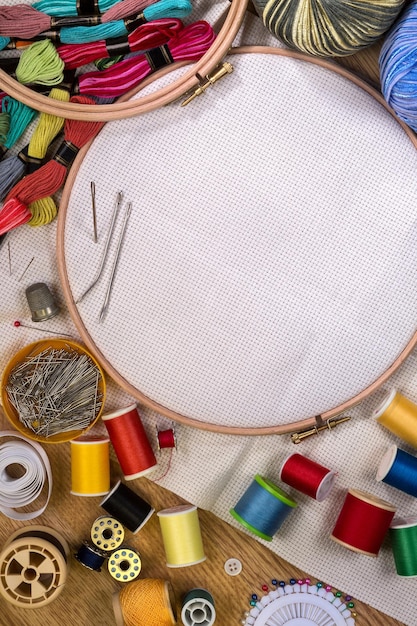 Zestaw do haftu z muliną i tamborkiem